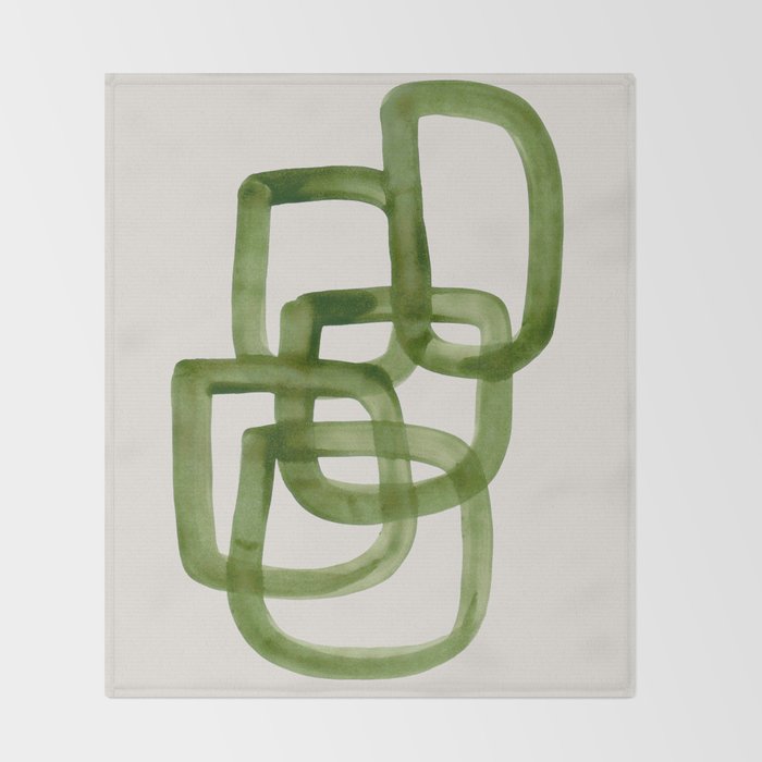 EnShape by Ejaaz Haniff 'Algae Bloom' Green Mid Century Modern Minimal Minimalist Watercolor Abstract Funky Fun Style Throw Blanket Gallery Image 2