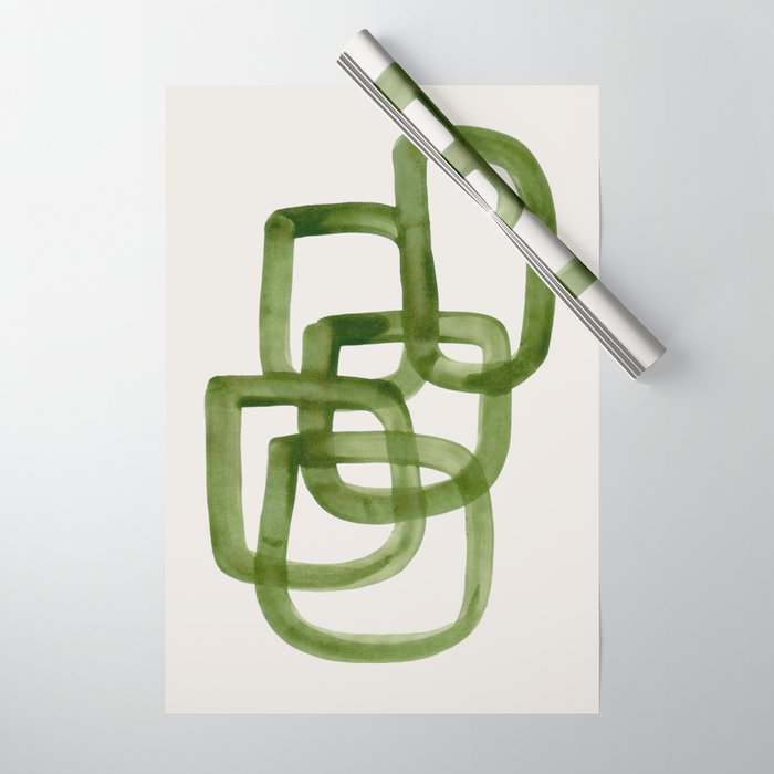 EnShape by Ejaaz Haniff 'Algae Bloom' Green Mid Century Modern Minimal Minimalist Watercolor Abstract Funky Fun Style Wrapping Paper Gallery Image 1