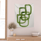 EnShape by Ejaaz Haniff 'Algae Bloom' Green Mid Century Modern Minimal Minimalist Watercolor Abstract Funky Fun Style Wall Tapestry Gallery Image 2