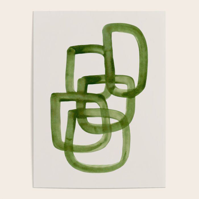 EnShape by Ejaaz Haniff 'Algae Bloom' Green Mid Century Modern Minimal Minimalist Watercolor Abstract Funky Fun Style Poster Gallery Image 1