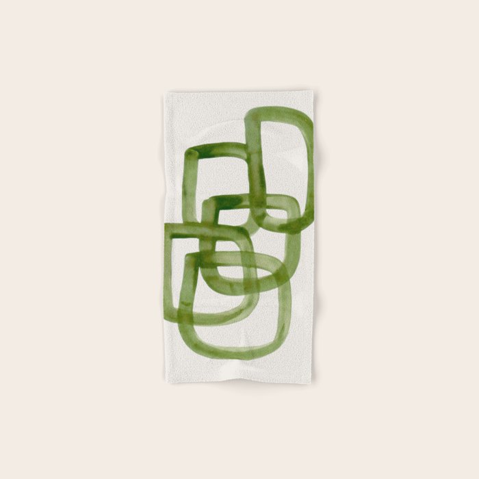 EnShape by Ejaaz Haniff 'Algae Bloom' Green Mid Century Modern Minimal Minimalist Watercolor Abstract Funky Fun Style Bath Towel Gallery Image 1