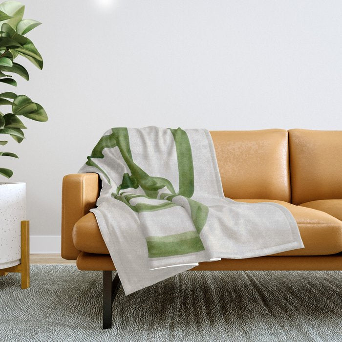 EnShape by Ejaaz Haniff 'Algae Bloom' Green Mid Century Modern Minimal Minimalist Watercolor Abstract Funky Fun Style Throw Blanket Gallery Image 1