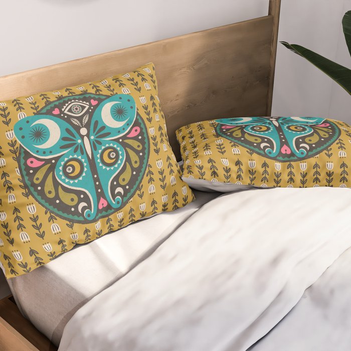 Luna Moth - Gold Pillow Sham Gallery Image 2