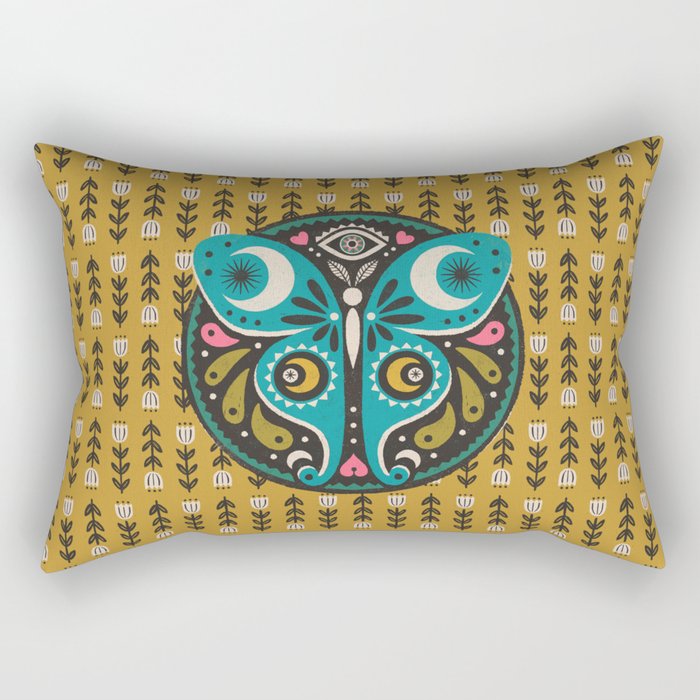 Luna Moth - Gold Rectangular Pillow Gallery Image 1