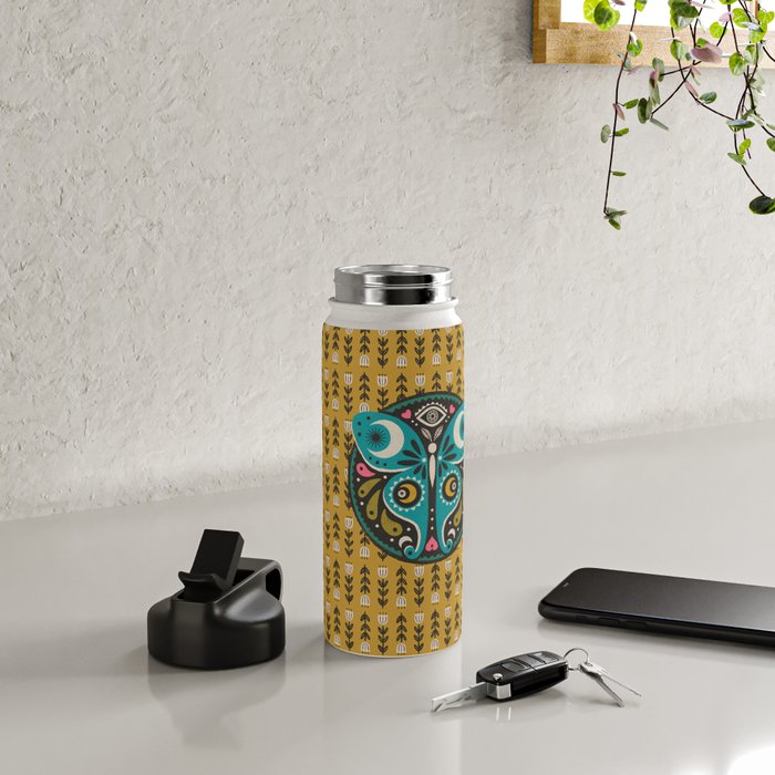 Luna Moth - Gold Water Bottle Gallery Image 4