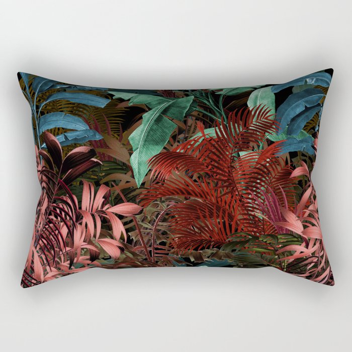 Tropical Night Garden Multicolor Rectangular Pillow Gallery Image 2