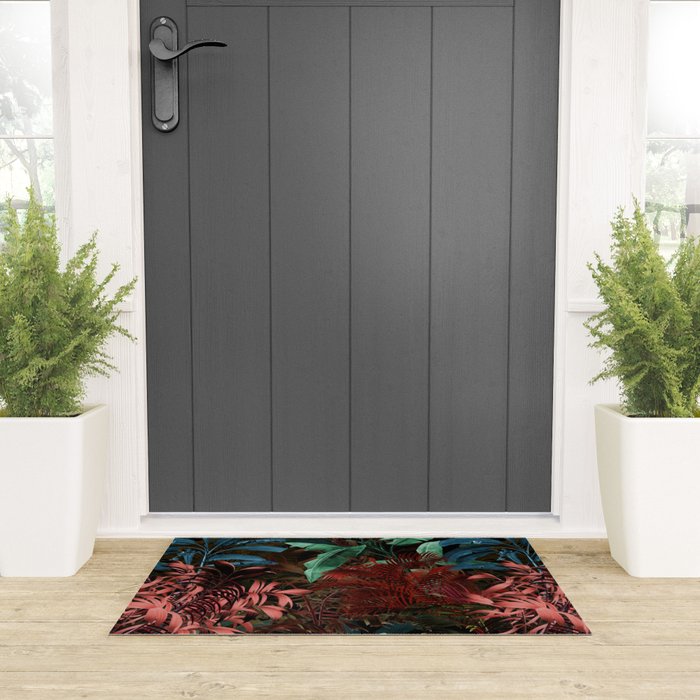 Tropical Night Garden Multicolor Welcome Mat Gallery Image 3
