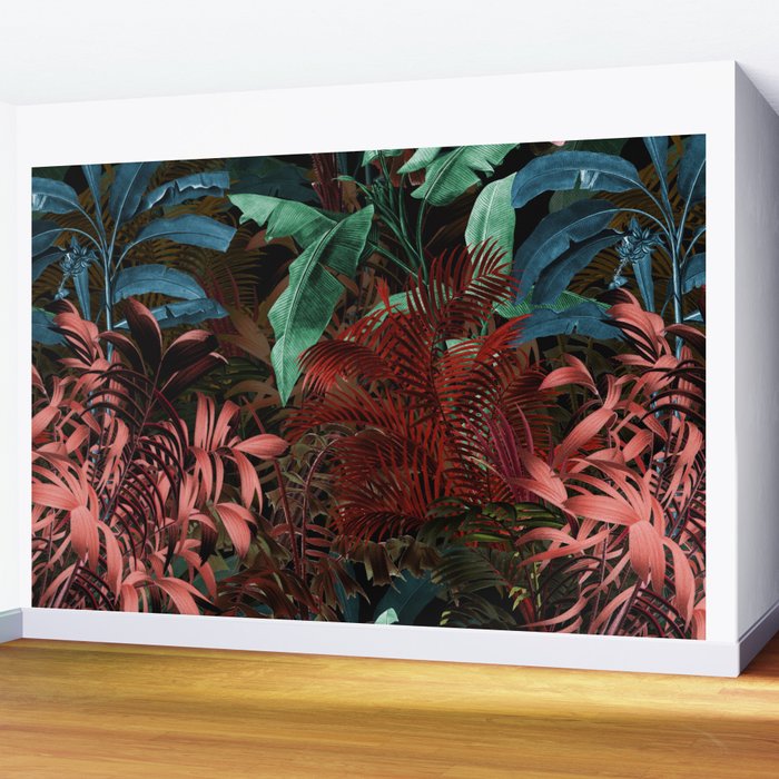 Tropical Night Garden Multicolor Wall Mural Gallery Image 2
