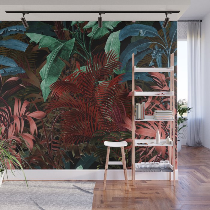 Tropical Night Garden Multicolor Wall Mural Gallery Image 1
