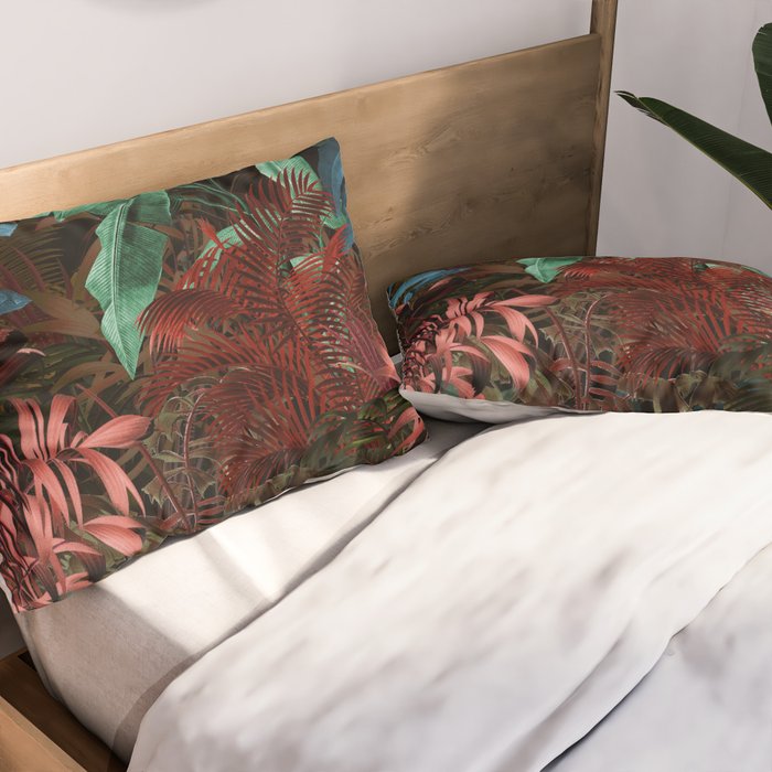 Tropical Night Garden Multicolor Pillow Sham Gallery Image 2