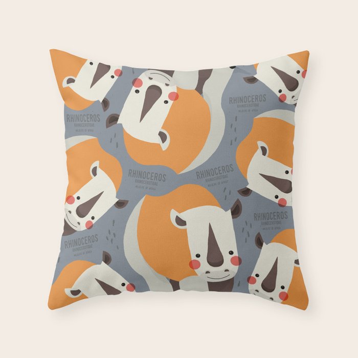 Rhinoceros, Wildlife of Africa Throw Pillow Gallery Image 6