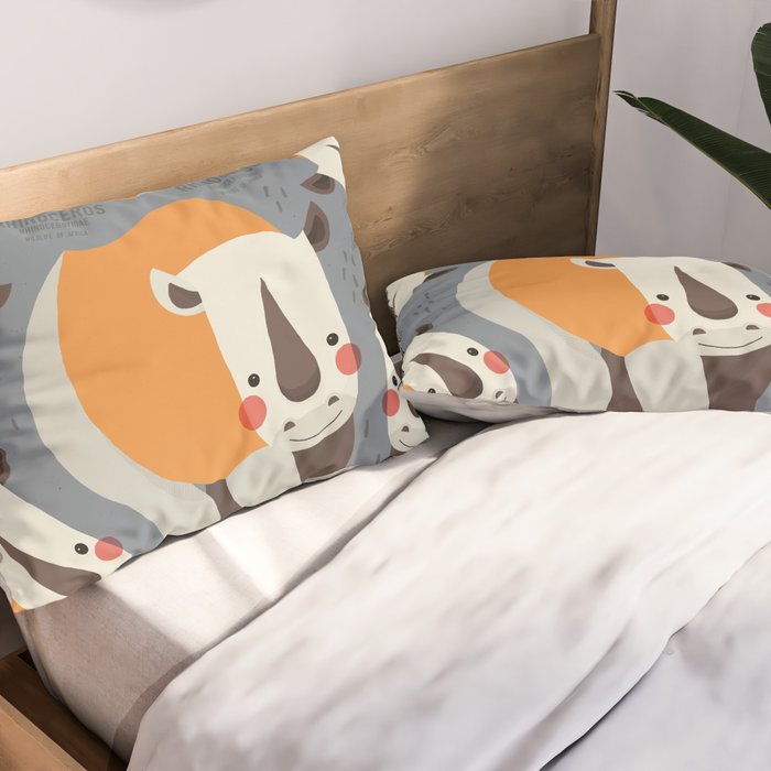 Rhinoceros, Wildlife of Africa Pillow Sham Gallery Image 2