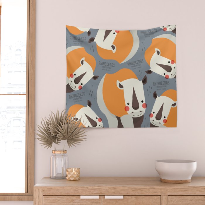 Rhinoceros, Wildlife of Africa Wall Tapestry Gallery Image 2