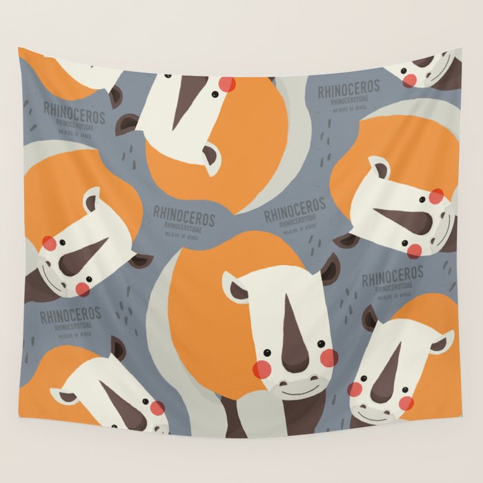 Rhinoceros, Wildlife of Africa Wall Tapestry Gallery Image 1