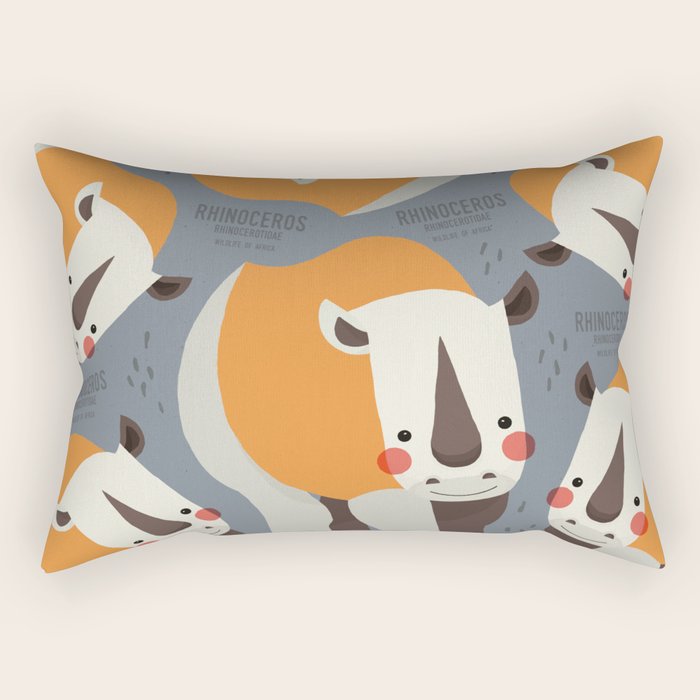 Rhinoceros, Wildlife of Africa Rectangular Pillow Gallery Image 1