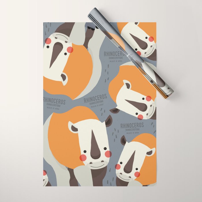 Rhinoceros, Wildlife of Africa Wrapping Paper Gallery Image 1