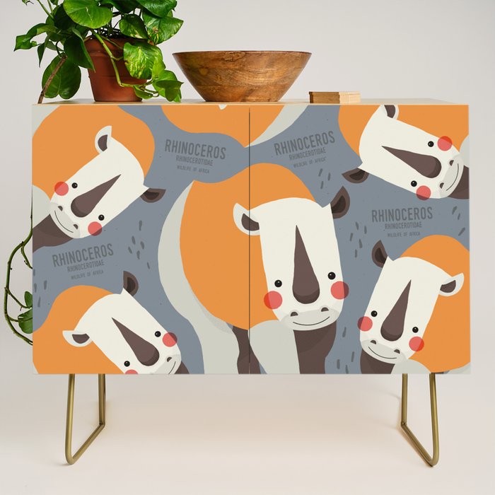Rhinoceros, Wildlife of Africa Credenza Gallery Image 1