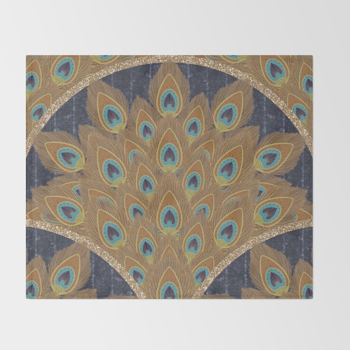 Peacock Art Deco Throw Blanket Gallery Image 2
