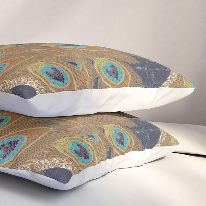 Peacock Art Deco Pillow Sham Gallery Image 3