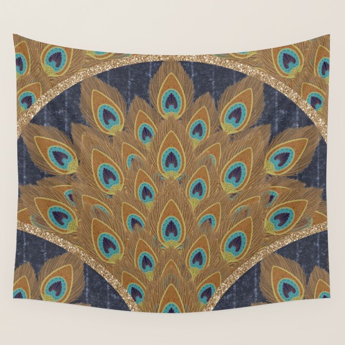 Peacock Art Deco Wall Tapestry Gallery Image 4