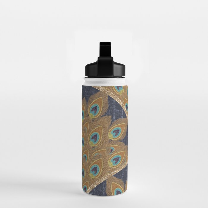 Peacock Art Deco Water Bottle Gallery Image 2
