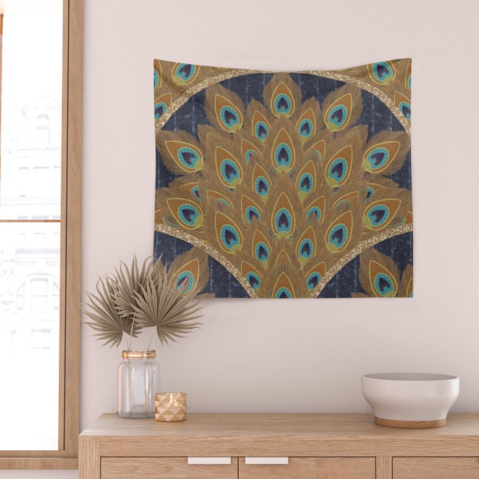 Peacock Art Deco Wall Tapestry Gallery Image 2