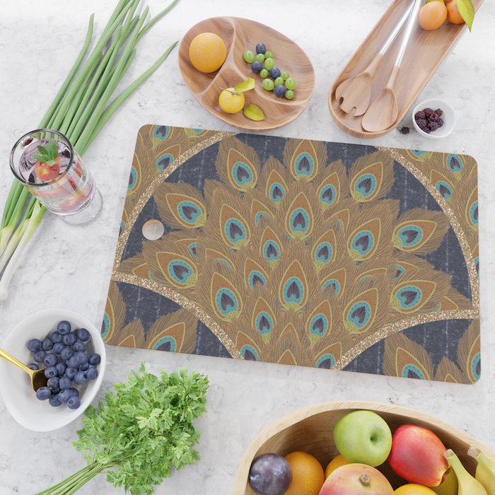 Peacock Art Deco Cutting Board Gallery Image 2