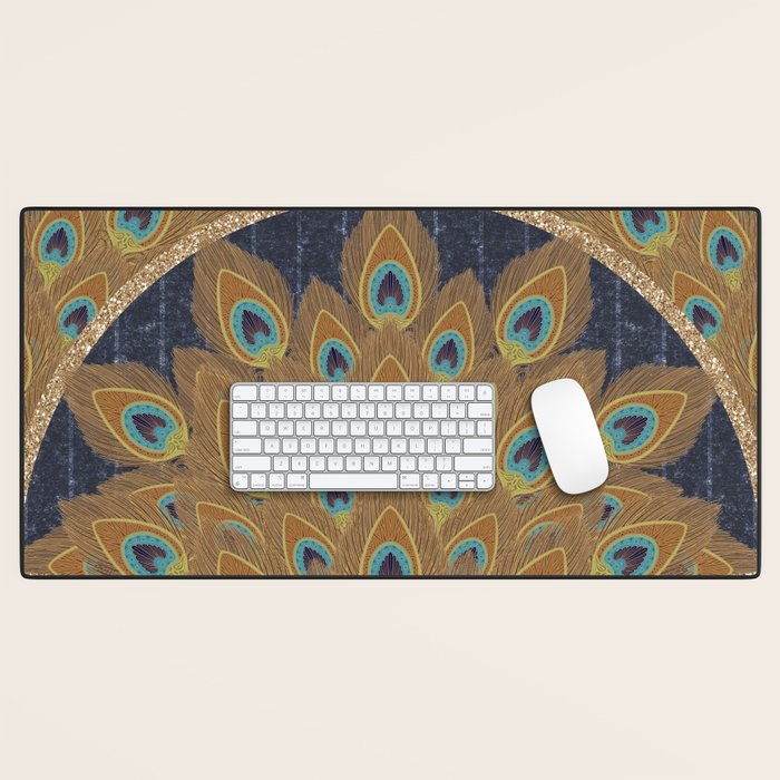 Peacock Art Deco Desk Mat Gallery Image 1