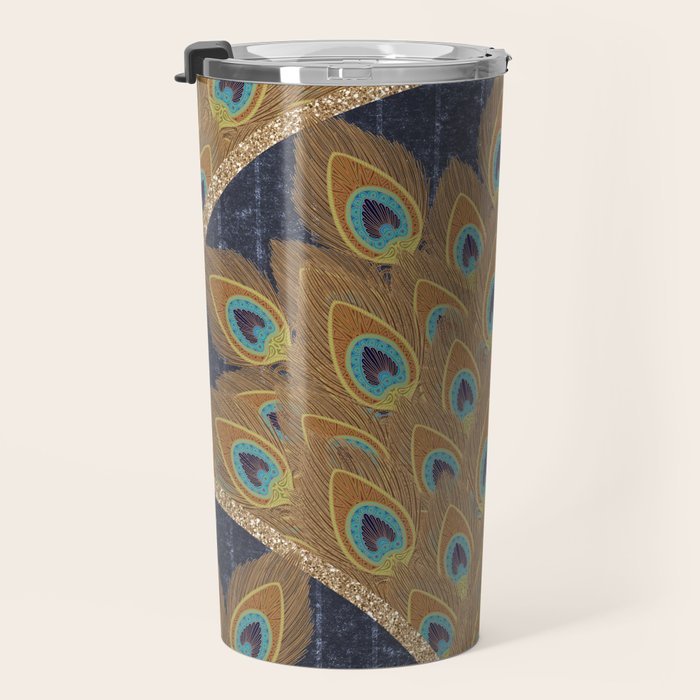 Peacock Art Deco Travel Mug Gallery Image 3