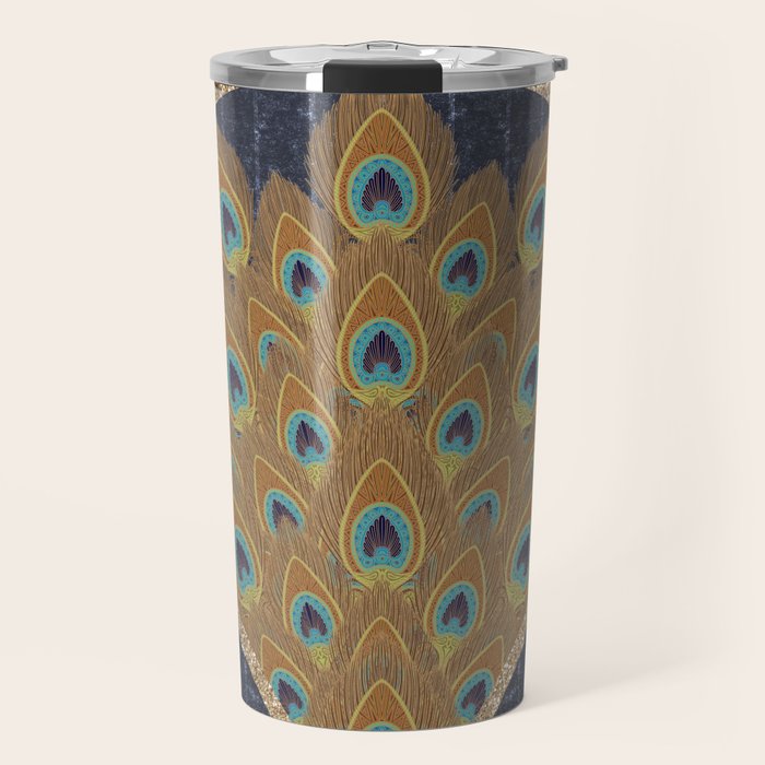 Peacock Art Deco Travel Mug Gallery Image 1