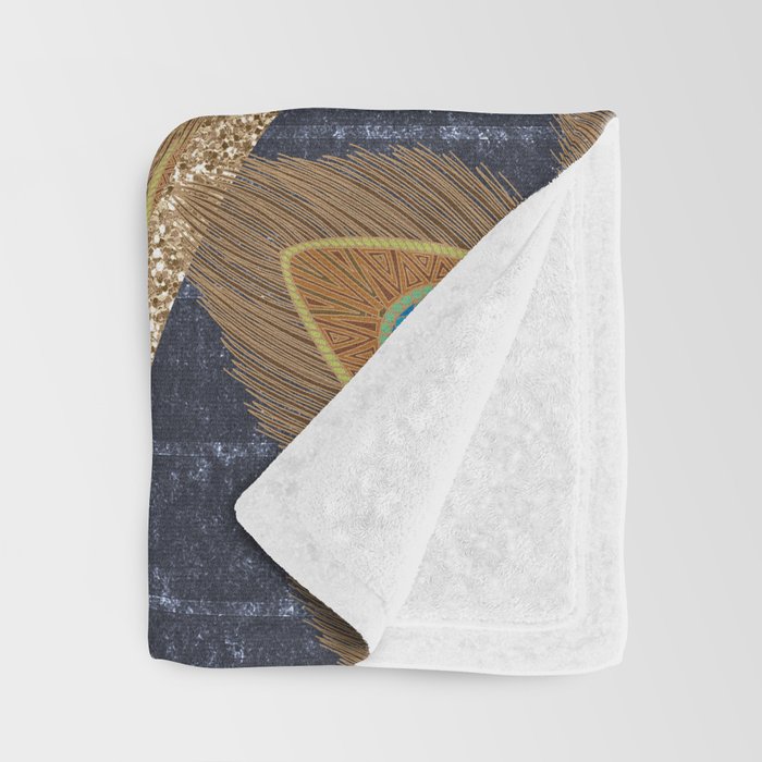 Peacock Art Deco Throw Blanket Gallery Image 3