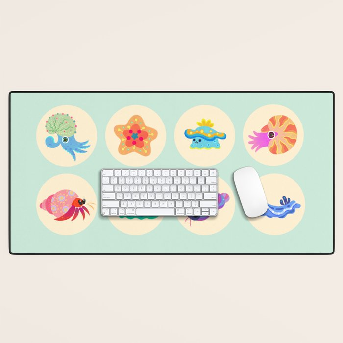 Hermit crab & starfish Desk Mat Gallery Image 1