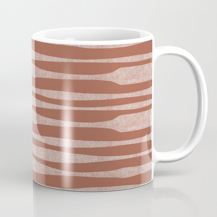 Riverbed Stripes Textured Stripe Pattern in Baked Clay Coffee Mug Gallery Image 1