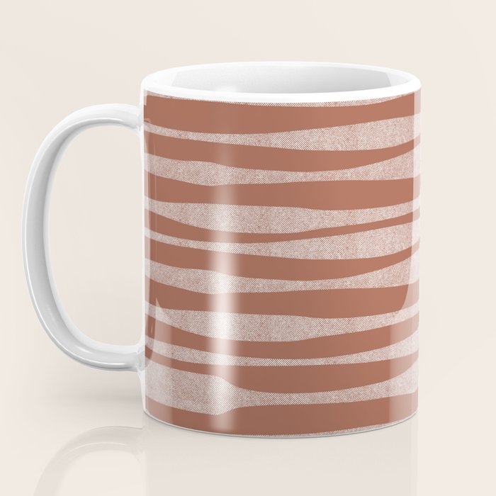 Riverbed Stripes Textured Stripe Pattern in Baked Clay Coffee Mug Gallery Image 3