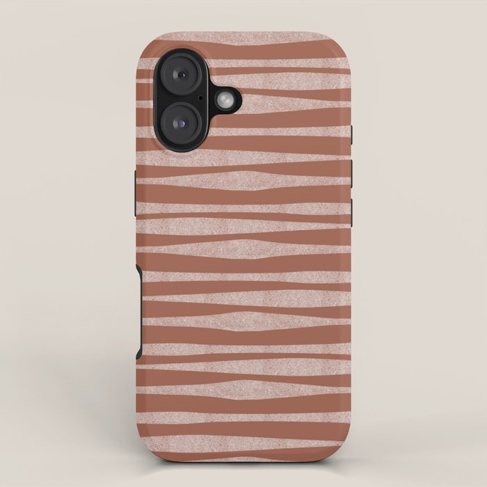 Riverbed Stripes Textured Stripe Pattern in Baked Clay iPhone Case Gallery Image 1