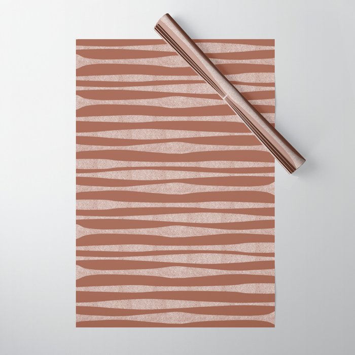 Riverbed Stripes Textured Stripe Pattern in Baked Clay Wrapping Paper Gallery Image 1