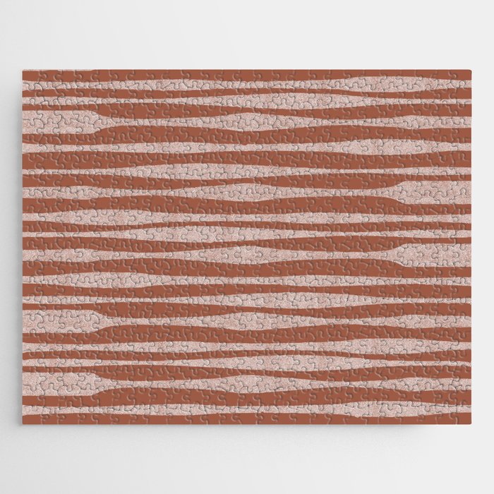 Riverbed Stripes Textured Stripe Pattern in Baked Clay Jigsaw Puzzle Gallery Image 1
