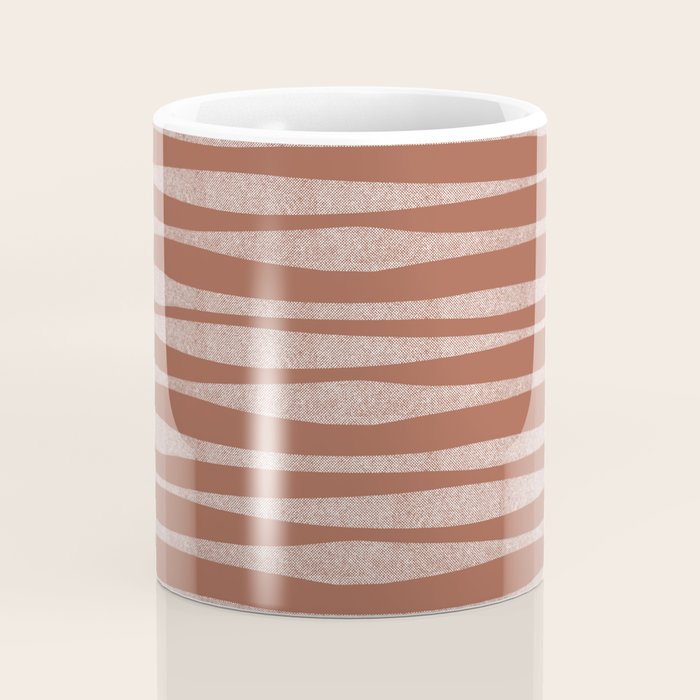 Riverbed Stripes Textured Stripe Pattern in Baked Clay Coffee Mug Gallery Image 4