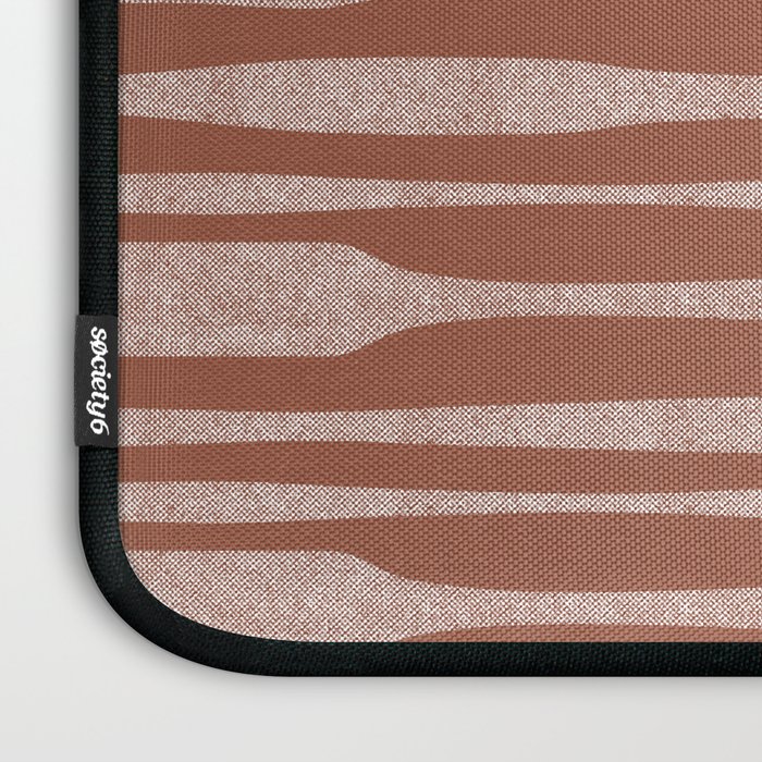 Riverbed Stripes Textured Stripe Pattern in Baked Clay Laptop Sleeve Gallery Image 3