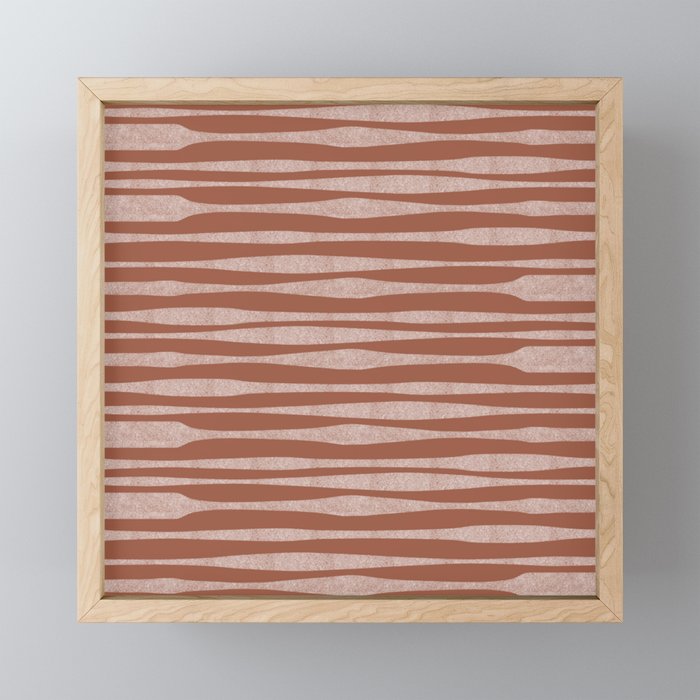 Riverbed Stripes Textured Stripe Pattern in Baked Clay Mini Art Print Gallery Image 1