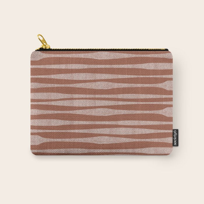 Riverbed Stripes Textured Stripe Pattern in Baked Clay Carry All Pouch Gallery Image 1