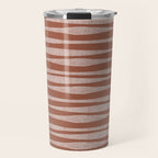 Riverbed Stripes Textured Stripe Pattern in Baked Clay Travel Mug Gallery Image 1