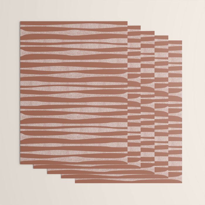 Riverbed Stripes Textured Stripe Pattern in Baked Clay Wrapping Paper Gallery Image 3