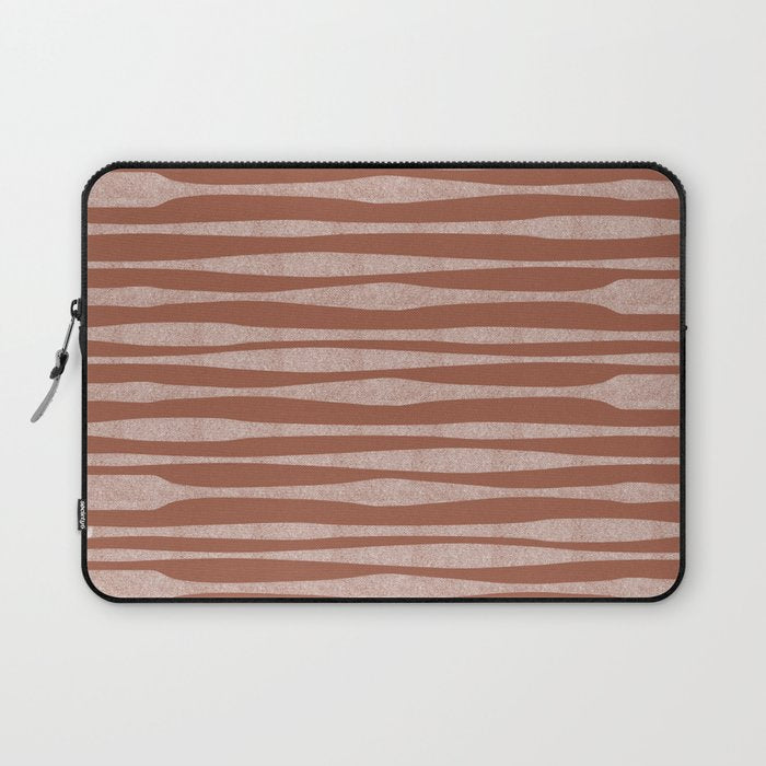 Riverbed Stripes Textured Stripe Pattern in Baked Clay Laptop Sleeve Gallery Image 1