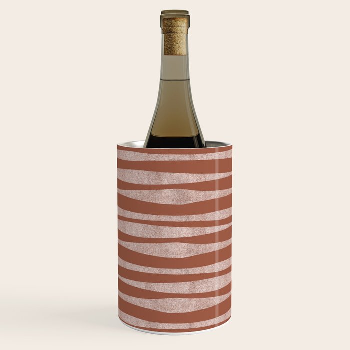 Riverbed Stripes Textured Stripe Pattern in Baked Clay Wine Chiller Gallery Image 1