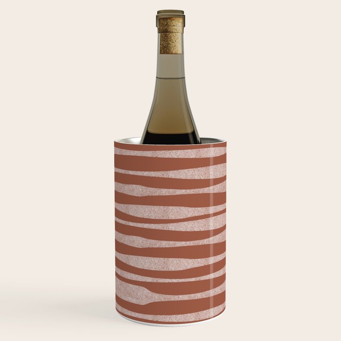Riverbed Stripes Textured Stripe Pattern in Baked Clay Wine Chiller Gallery Image 2