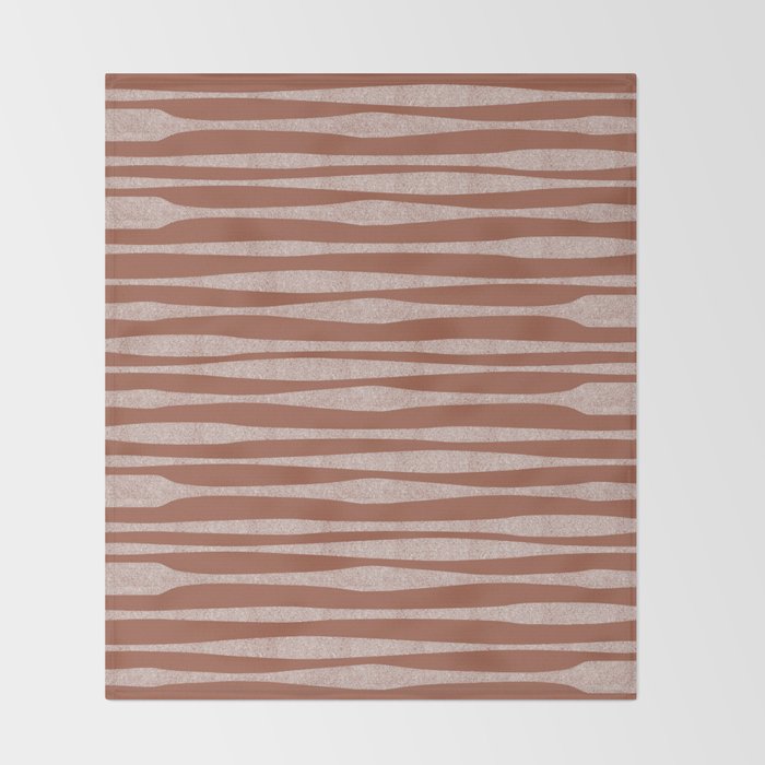 Riverbed Stripes Textured Stripe Pattern in Baked Clay Throw Blanket Gallery Image 2