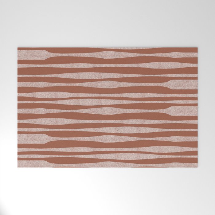Riverbed Stripes Textured Stripe Pattern in Baked Clay Welcome Mat Gallery Image 1