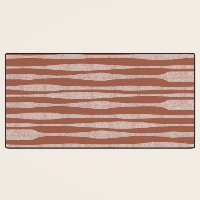 Riverbed Stripes Textured Stripe Pattern in Baked Clay Desk Mat Gallery Image 3