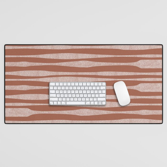Riverbed Stripes Textured Stripe Pattern in Baked Clay Desk Mat Gallery Image 1